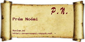 Prém Noémi névjegykártya